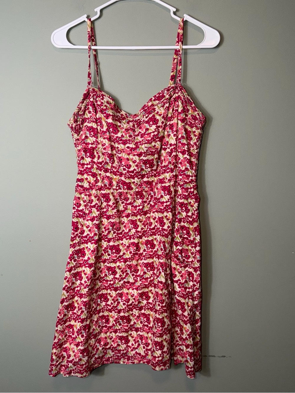 American Eagle Women’s Dress Pockets Sz 12 Red/Pink Floral Cami Sundress